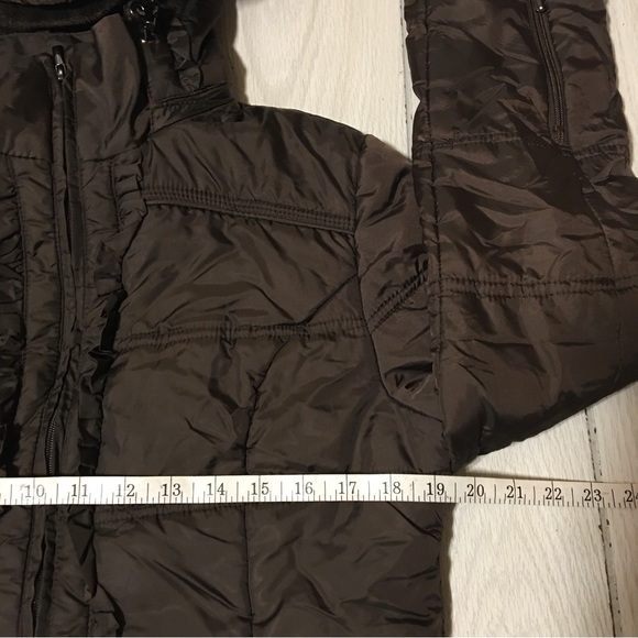 Peace Love Chill Dow Puffer Jacket Women Medium Brown Hooded - Picture 8 of 11